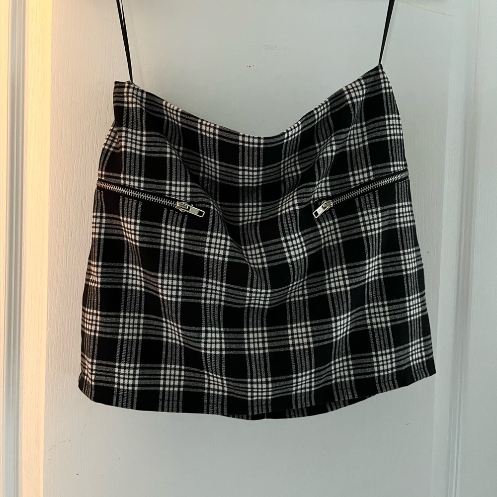 Silence + Noise Black and White Plaid Mini Skirt Urban Outfitters